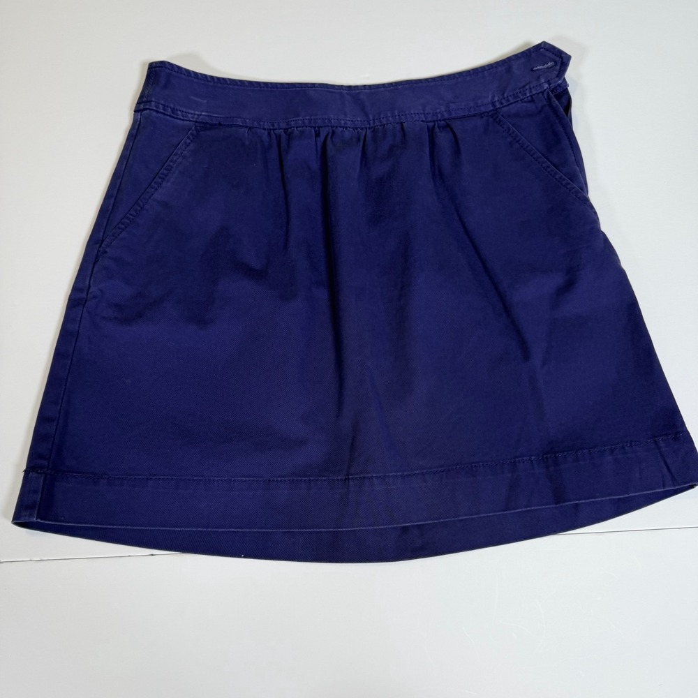 J.Crew Mini Skirt Women 2 Blue Cotton Stretch Pockets Side Zip Modern Minimalist